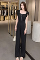 Royal Sister's High-Grade Temperament Square Collar Vest Jumpsuit with Flying Sleeves in Black - Female Summer Wide-Leg High Waist Slim Fit