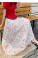 Real Shot of the New 2025 Summer French Tea Break High Waist Elastic Floral Slim Drape A-Line Maxi Skirt in White with Colorful Floral Print