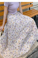 Real Shot of the New 2025 Summer French Tea Break High Waist Elastic Floral Slim Drape A-Line Maxi Skirt in Soft Lavender