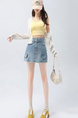 American Retro High Waist Denim Workwear Short Skirt for Women - 2025 Summer New Korean Version Casual A-Line Skirt in Light Blue