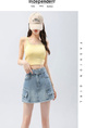 American Retro High Waist Denim Workwear Short Skirt for Women - 2025 Summer New Korean Version Casual A-Line Skirt in Light Blue