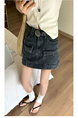 Free Belt Blue Gray Hot Girl Workwear Denim Skirt for Women - 2025 Summer New A-Line Hip Skirt in Dark Blue