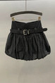 Korean Girl Style Pleated Flower Bud Short Skirt for Women - Summer New High Waist Anti-Exposure Loose Casual Puffy Skirt in Black