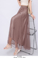 Real Shot Bow Mesh Pleated Skirt - Women's High Waist Slimming All-Matching Drape A-line Big Hem Dress in Brown