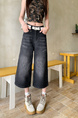 American High Street Hip Hop Fashion Brand Loose Cropped Jeans - Women's Retro Washed Black All-Matching Straight Wide Leg Pirate Shorts