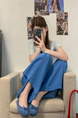 Real Shot Cost-Effective Cotton and Linen Temperament Dopamine Wide-Leg Pants for Women in LIGHT BLUE - Summer Slimming Loose Big Hem Pleated Pantskirt