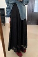 Huali New Chinese Style Lace Skirt in BLACK - 2025 Spring Women's Clothing High Waist Temperament Solid Color Waist Long Skirt