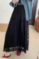 Huali New Chinese Style Lace Skirt in BLACK - 2025 Spring Women's Clothing High Waist Temperament Solid Color Waist Long Skirt