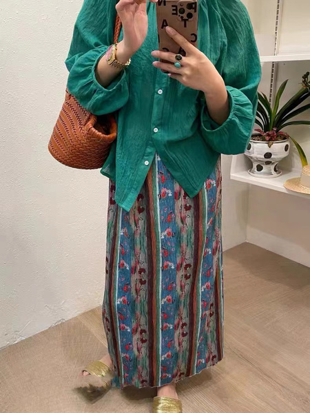 Love to Play by Jiujin Niche Wear Loose Casual Water Ripple Slim Pleated Skirt in MULTI-COLOR - Large Size Skirt for Women