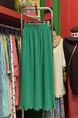 Love to Play by Jiujin Niche Wear Loose Casual Water Ripple Slim Pleated Skirt in GREEN - Large Size Skirt for Women