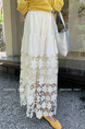 Yangpaopao CREAM Flower Hollow Skirt - Women's Medium-Length 2025 Summer New Sweet and Gentle Style A-Line Skirt