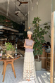 Yangpaopao CREAM Flower Hollow Skirt - Women's Medium-Length 2025 Summer New Sweet and Gentle Style A-Line Skirt