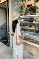 Yangpaopao WHITE Flower Hollow Skirt - Women's Medium-Length 2025 Summer New Sweet and Gentle Style A-Line Skirt