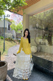 Yangpaopao WHITE Flower Hollow Skirt - Women's Medium-Length 2025 Summer New Sweet and Gentle Style A-Line Skirt