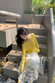 Yangpaopao WHITE Flower Hollow Skirt - Women's Medium-Length 2025 Summer New Sweet and Gentle Style A-Line Skirt