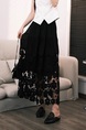 Yangpaopao BLACK Flower Hollow Skirt - Women's Medium-Length 2025 Summer New Sweet and Gentle Style A-Line Skirt