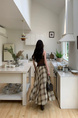 Hot-Selling Retro BEIGE Contrast Color Plaid Skirt - Women's Summer High Waist Versatile Casual Long Skirt A-Line Big Swing Umbrella Skirt
