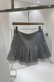 College Style SWEET GRAY Hot Girl Lace Edge Pleated Short Skirt - Female Summer Wear New Korean Style Age-Reducing Versatile Ruffle Skirt