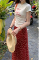 Spot French Elegant Romantic Slim Red Floral Fishtail Skirt - 2025 Summer New Tea Break Skirt