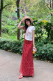 Spot French Elegant Romantic Slim Red Floral Fishtail Skirt - 2025 Summer New Tea Break Skirt