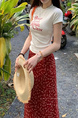 Spot French Elegant Romantic Slim Red Floral Fishtail Skirt - 2025 Summer New Tea Break Skirt