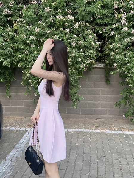 Ice Linen Suspenders Dress in PASTEL PINK Women's Summer New Inner Wear Sleeveless Skirt Outer Wear