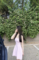 Ice Linen Suspenders Dress in PASTEL PINK Women's Summer New Inner Wear Sleeveless Skirt Outer Wear
