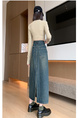 Real Shot Plus Size Women's Denim Skirt in DARK BLUE Wash Female New High Waist Retro Straight Loose A-Line Mid-Length Skirt