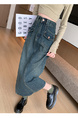 Real Shot Plus Size Women's Denim Skirt in DARK BLUE Wash Female New High Waist Retro Straight Loose A-Line Mid-Length Skirt