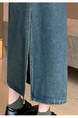 Real Shot Plus Size Women's Denim Skirt in DARK BLUE Wash Female New High Waist Retro Straight Loose A-Line Mid-Length Skirt