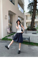 Korean Style Black Super Fairy High Waist Slim A-Line Skirt - Women's Spring and Summer New Small Flower Bud Puffy Short Skirt