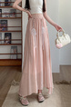 Light Pink Real Shot Spot Skirt for Women - Cotton and Linen, New Style Ruffled Cake Skirt, Long High Waist Umbrella Skirt, Fairy Mid-Length Design