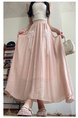 Light Pink Real Shot Spot Skirt for Women - Cotton and Linen, New Style Ruffled Cake Skirt, Long High Waist Umbrella Skirt, Fairy Mid-Length Design