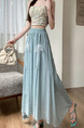 Light Blue Real Shot Spot Skirt for Women - Cotton and Linen, New Style Ruffled Cake Skirt, Long High Waist Umbrella Skirt, Fairy Mid-Length Design