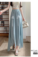 Light Blue Real Shot Spot Skirt for Women - Cotton and Linen, New Style Ruffled Cake Skirt, Long High Waist Umbrella Skirt, Fairy Mid-Length Design
