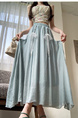 Light Blue Real Shot Spot Skirt for Women - Cotton and Linen, New Style Ruffled Cake Skirt, Long High Waist Umbrella Skirt, Fairy Mid-Length Design