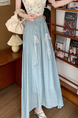 Light Blue Real Shot Spot Skirt for Women - Cotton and Linen, New Style Ruffled Cake Skirt, Long High Waist Umbrella Skirt, Fairy Mid-Length Design