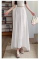 White Real Shot Spot Skirt for Women - Cotton and Linen, New Style Ruffled Cake Skirt, Long High Waist Umbrella Skirt, Fairy Mid-Length Design