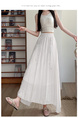 White Real Shot Spot Skirt for Women - Cotton and Linen, New Style Ruffled Cake Skirt, Long High Waist Umbrella Skirt, Fairy Mid-Length Design