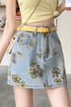 Light Blue Floral Stylish Denim Shorts Skirt for Women - Summer Trend 2025