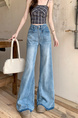 New Light Blue Jeans for Women - Loose Design Retro Washed Slightly Flared Mop Pants