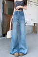New Light Blue Jeans for Women - Loose Design Retro Washed Slightly Flared Mop Pants