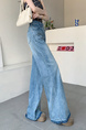New Light Blue Jeans for Women - Loose Design Retro Washed Slightly Flared Mop Pants