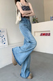 New Light Blue Jeans for Women - Loose Design Retro Washed Slightly Flared Mop Pants