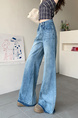 New Light Blue Jeans for Women - Loose Design Retro Washed Slightly Flared Mop Pants