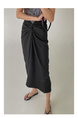 Spot Korean INS Blogger French Retro Niche Design Temperament Knot Strap Long Skirt Female (Black)
