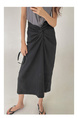 Spot Korean INS Blogger French Retro Niche Design Temperament Knot Strap Long Skirt Female (Black)