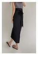 Spot Korean INS Blogger French Retro Niche Design Temperament Knot Strap Long Skirt Female (Black)