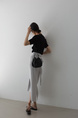 Spot Korean INS Blogger French Retro Niche Design Temperament Knot Strap Long Skirt Female (Gray)