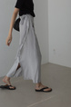 Spot Korean INS Blogger French Retro Niche Design Temperament Knot Strap Long Skirt Female (Gray)